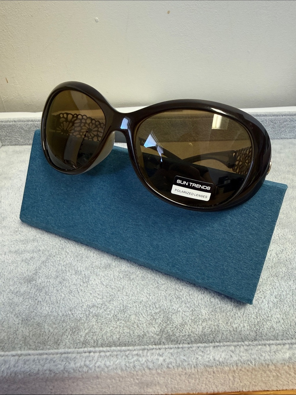 NWT Vintage Suntrends ST-153 Women's Brown Polarized Oversized Sunglasses 58